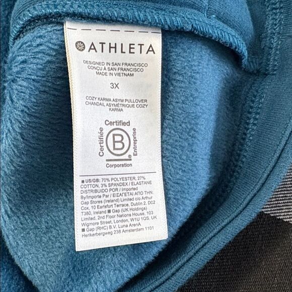 Athleta Cozy Karma Asymmetrical Pullover Sweatshirt 3X Enchanted Blue 383402 - Picture 12 of 16